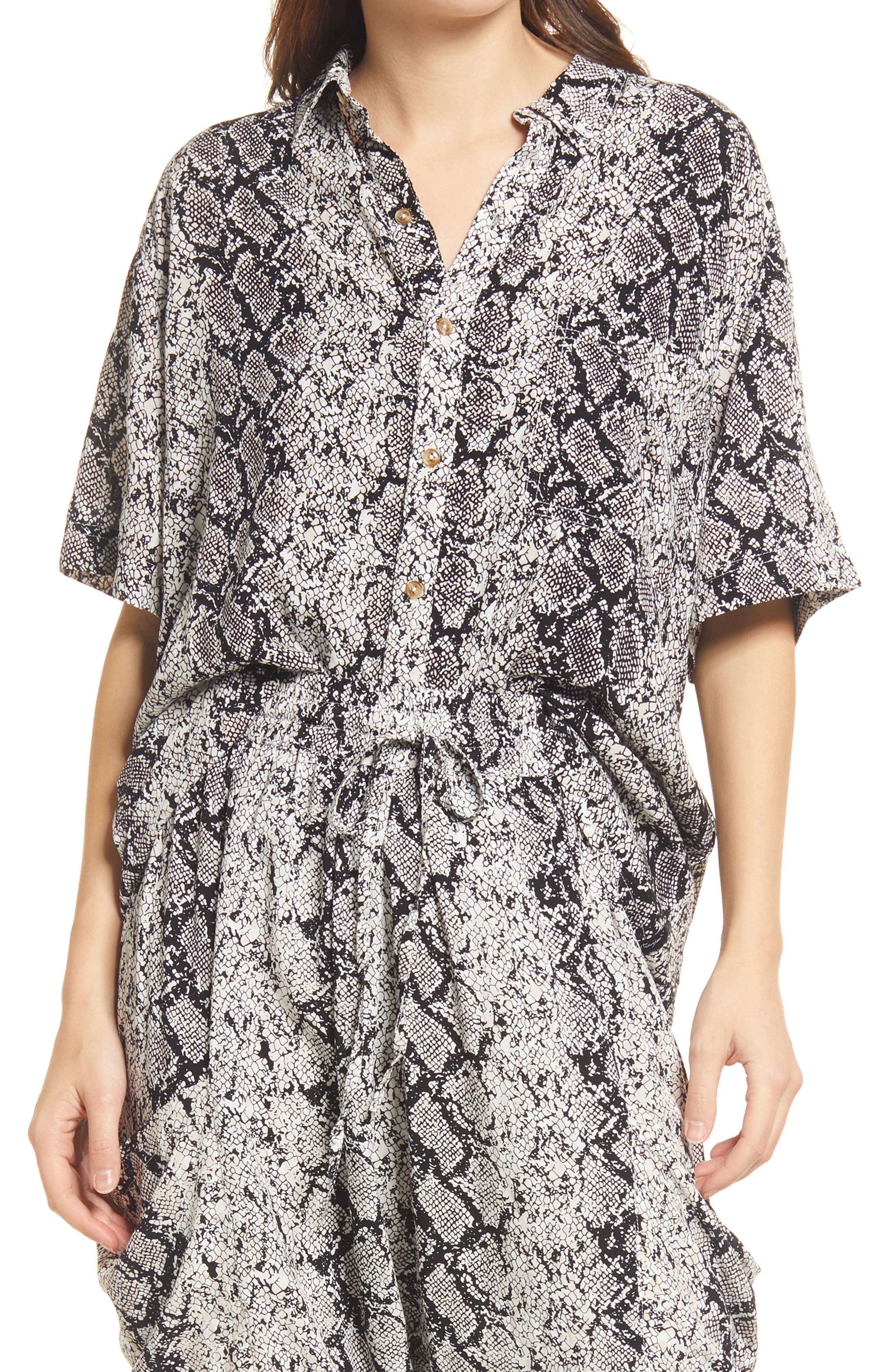 snakeskin button up dress