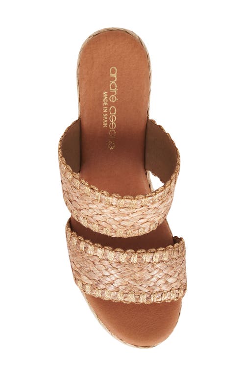 Shop Andre Assous André Assous Nolita Raffia Espadrille Platform Wedge Slide Sandal In Cocoa/bronze