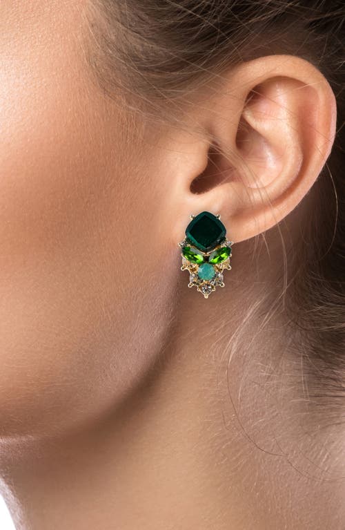 Jardin Crystal Stud Earrings In Green/gold