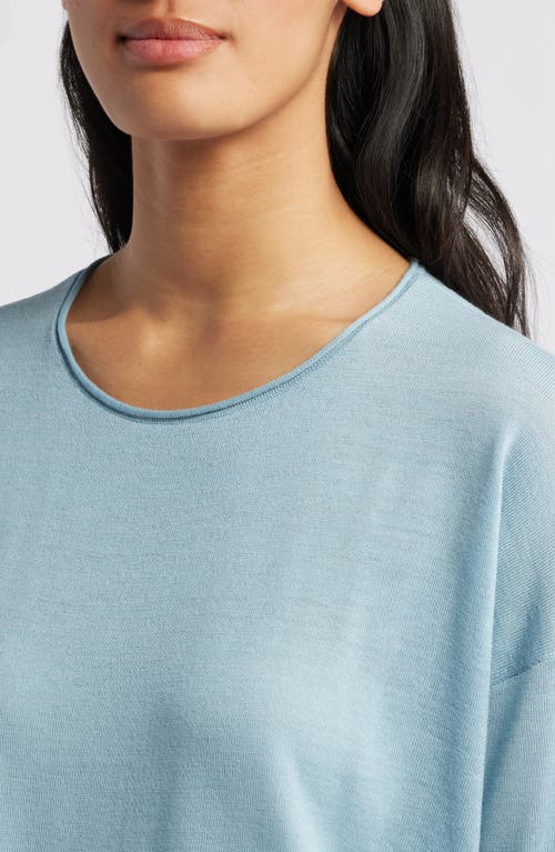 Shop Eileen Fisher Crewneck Wool Sweater In Frost