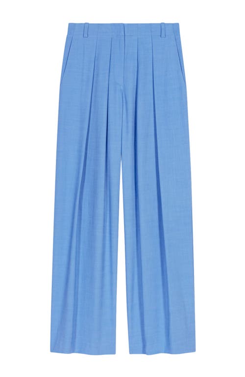 Shop Maje Wide-leg Suit Trousers With Pleats In Blue