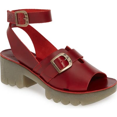 Fly London Cano Platform Sandal, Red