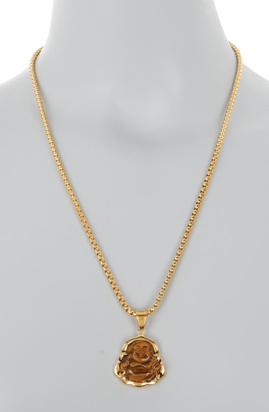 Eye Candy Los Angeles Leo Buddha Pendant Necklace In Gold