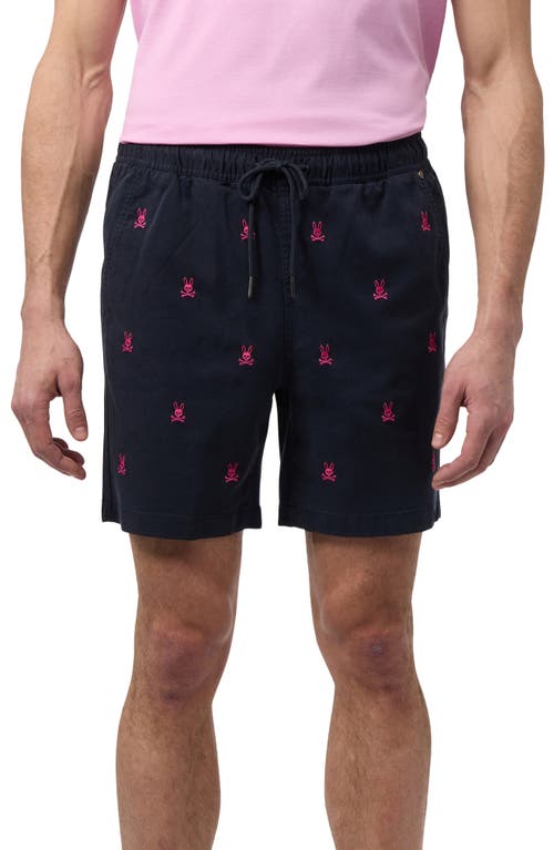 Guilford Allover Embroidered Bunny Drawstring Shorts in Navy