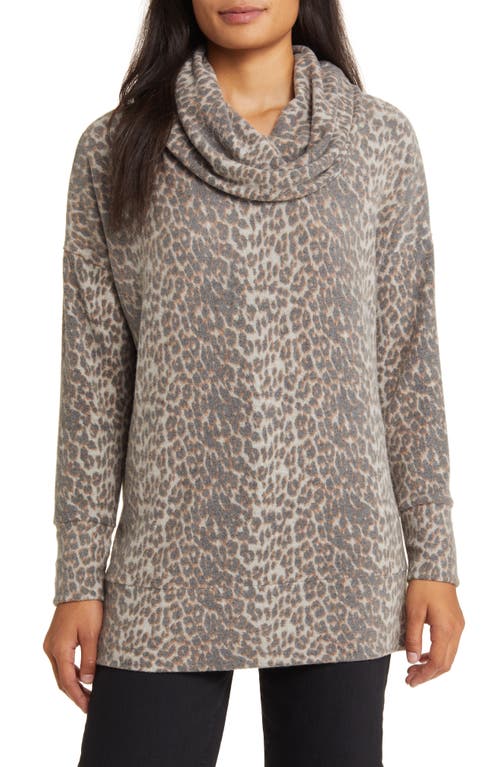 Shop Loveappella Cowl Neck Tunic In Gray/charcoal