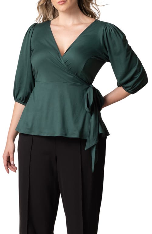 Shop Kiyonna Nina Wrap Top In Hunter Green