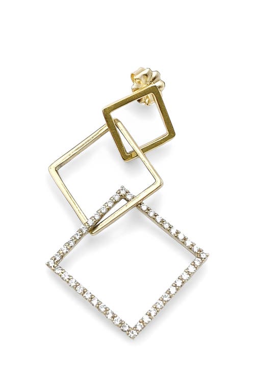 Shop Leslie Paige Single Puzzle Diamond Drop Earring In Yellow Gold/diamond