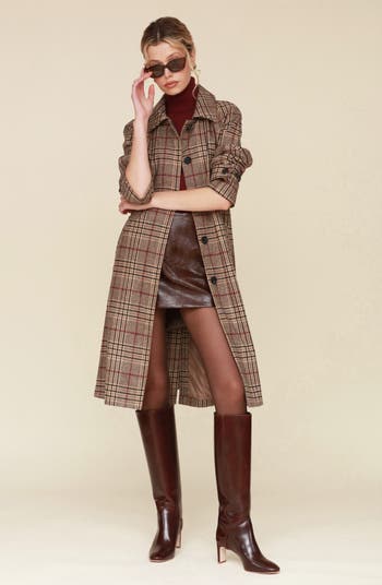 Plaid Belted Longline Coat