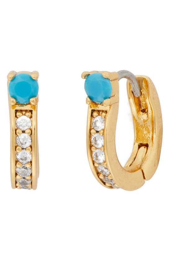 Shop Kate Spade Precious Delights Huggie Hoop Earrings In Turquoise