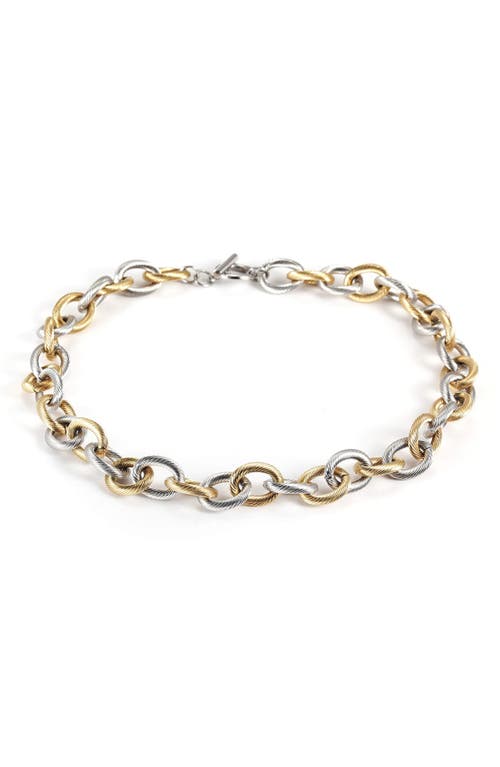 Two-Tone Cable Chain Necklace in Silver And Gold