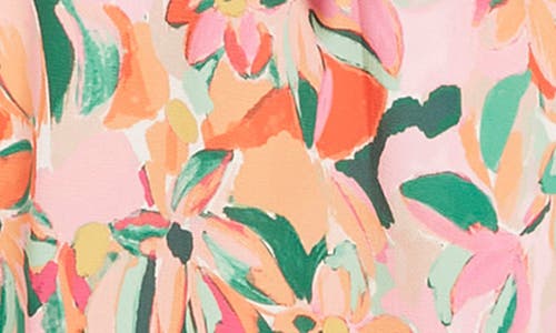 London Times Floral Print Ruffle Tie Waist One-shoulder Midi Dress In Pink Multi