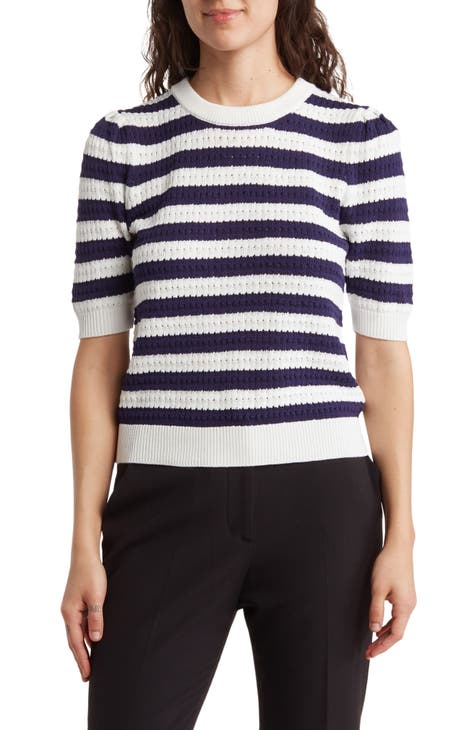 Stripe Pointelle Sweater