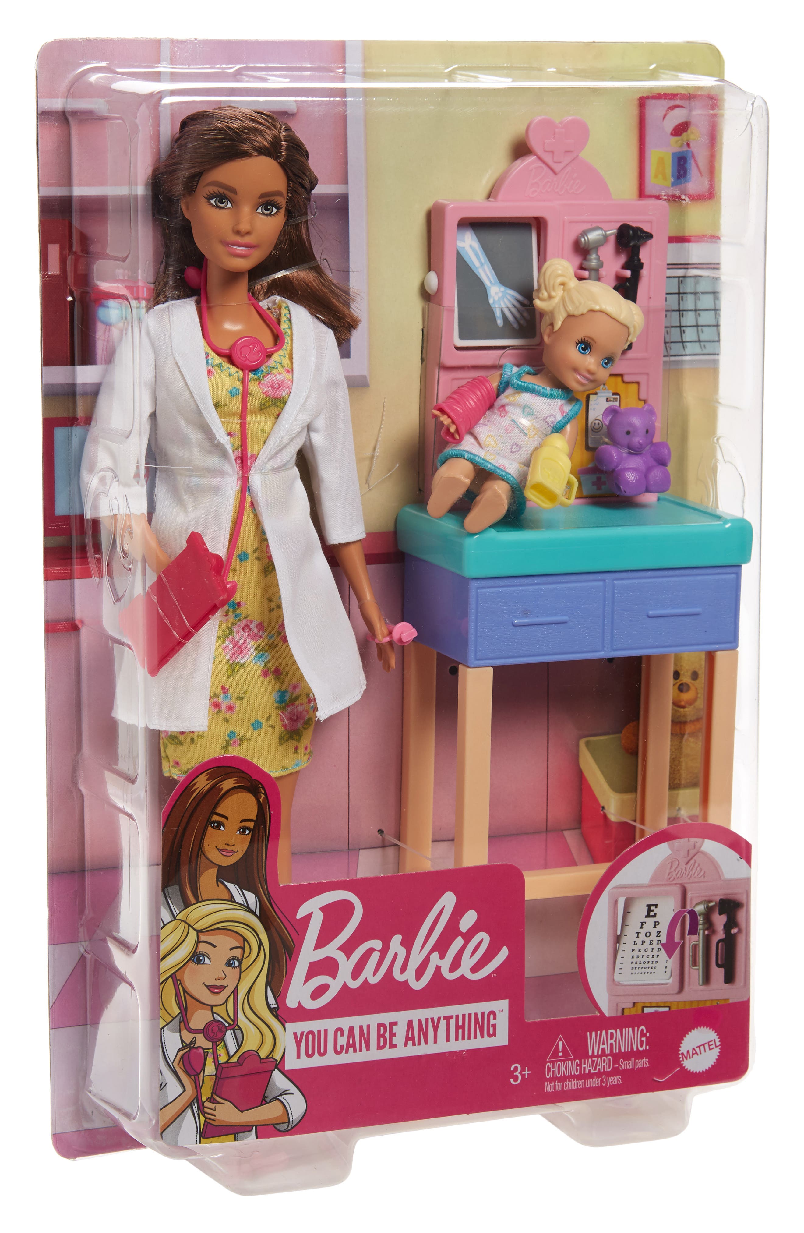 barbie pediatrician doll & playset