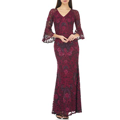 Js Collections Soutache Embroidered Trumpet Gown