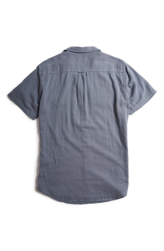 Shop Rowan Leeds Cotton Gauze Short Sleeve Button-up Shirt In Pacific