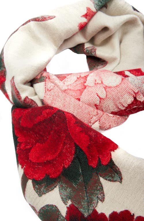 Saachi Floral Reversible Scarf In Medium Beige