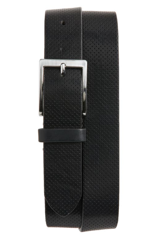 Perforated Leather Belt in Nevada Nero