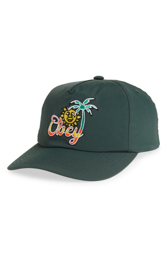 Shop Obey Tropical Adjustable Baseball Cap In Dark Cedar