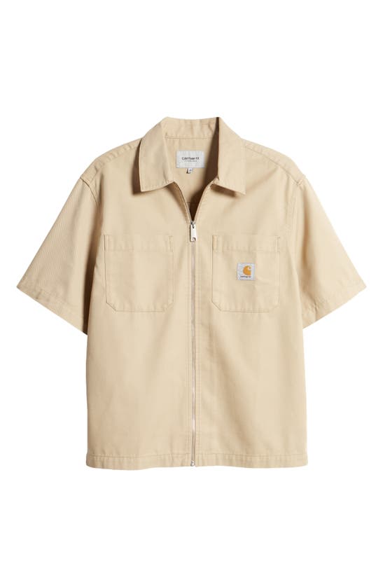 Shop Carhartt Work In Progress Zip-up Short Sleeve Shirt In Sable Rinsed