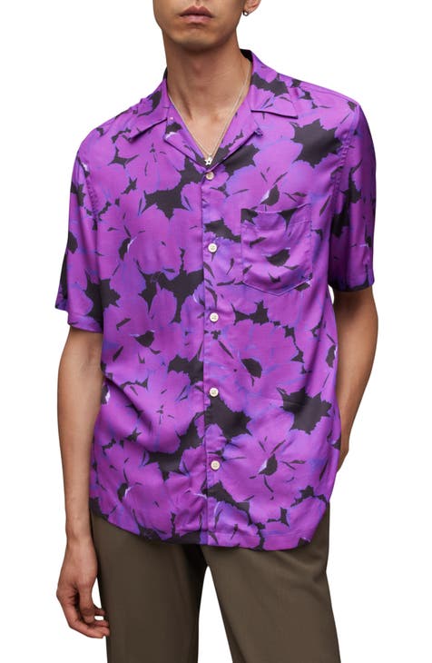 AllSaints Kaza Relaxed Fit Floral Camp Shirt | Nordstrom