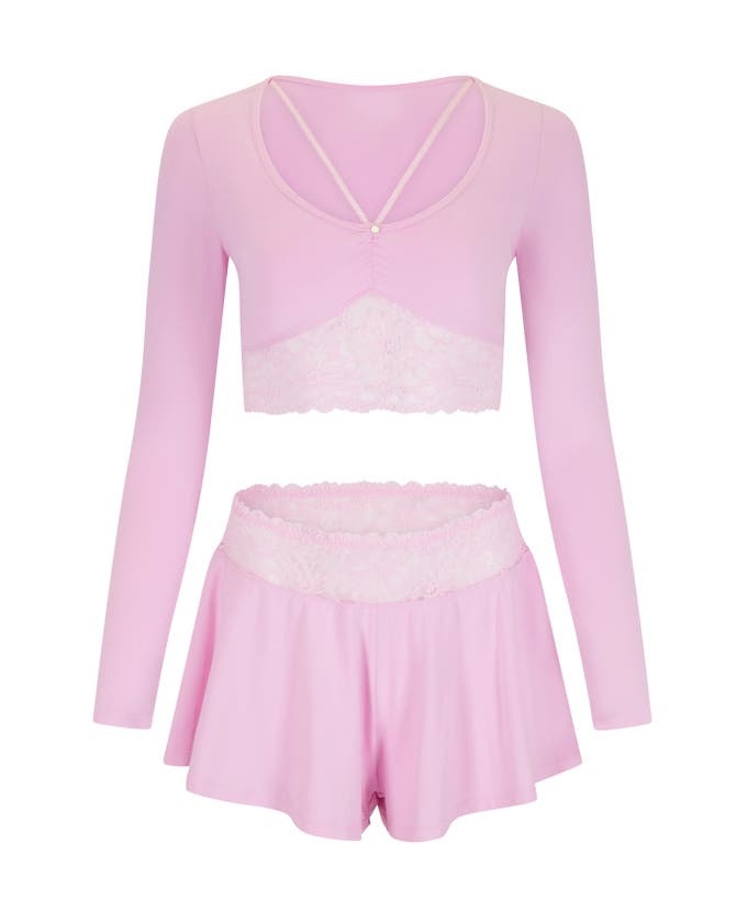 Adore Me Madelynn Pajama Set In Medium Pink
