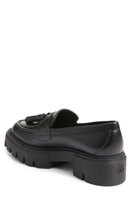 Shop Stuart Weitzman Nolita Tassel Loafer In Black Smooth Calf