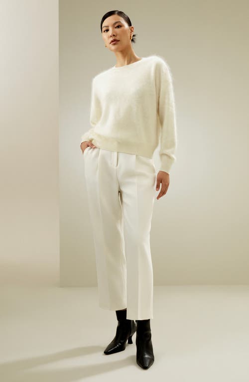 Shop Lilysilk Classic Round Neck Cashmere Sweater For Women In White