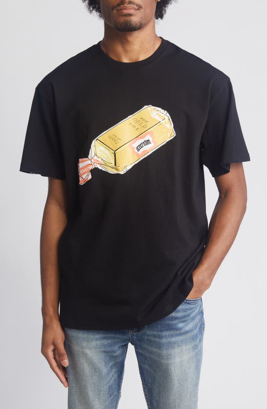 Icecream Bread Cotton Graphic T-shirt In Black