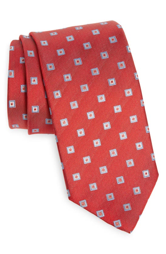 Shop David Donahue Neat Silk Tie In Red