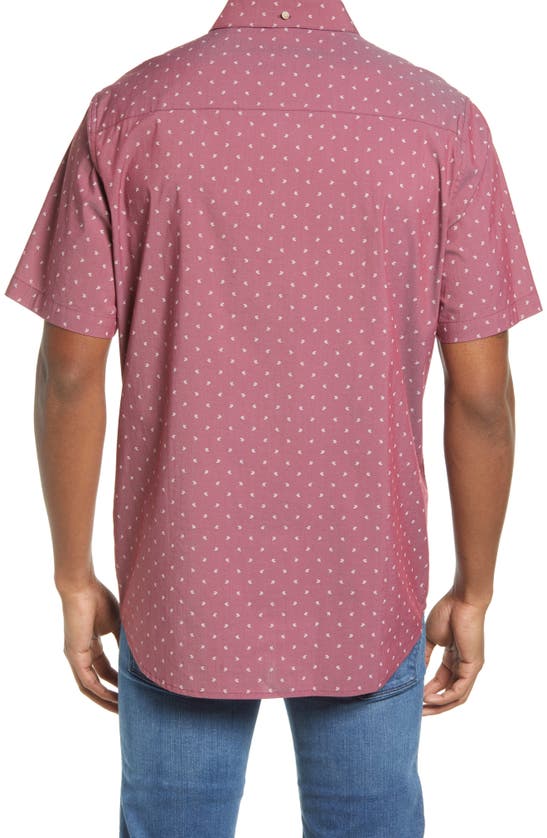 Travismathew Not Your Best Short Sleeve Button-up Shirt In Heather Ruby Wine