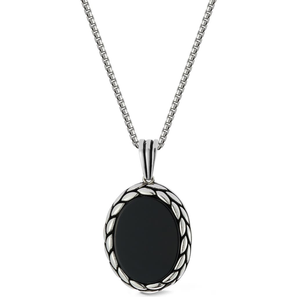 Yield Of Men Sterling Silver Onyx Pendant Necklace In Silver