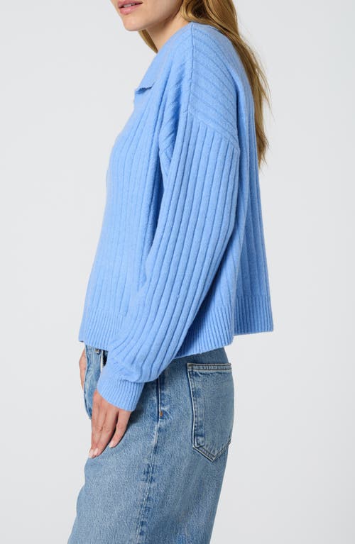 Shop French Connection Vhari Rib Johnny Collar Sweater In Dusted Blue