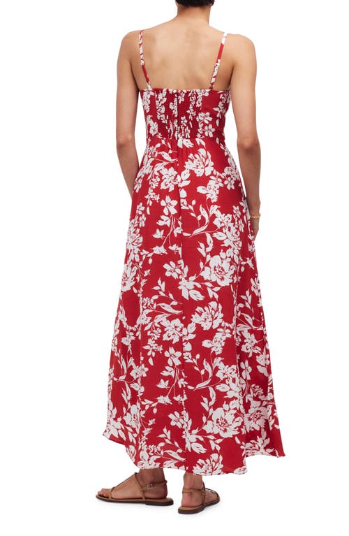 Shop Madewell Floral Square Neck Tank Dress In Exploded Red Floral