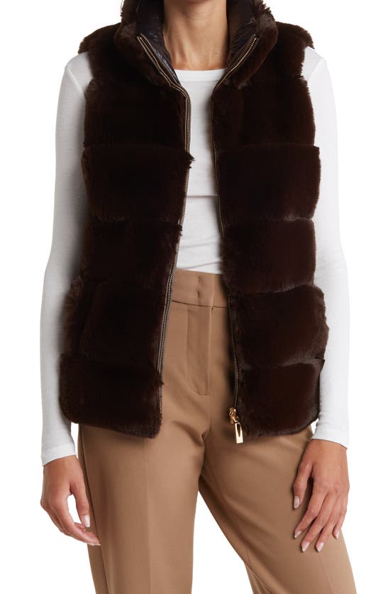 Via Spiga Reversible Faux Fur Vest In Chocolate