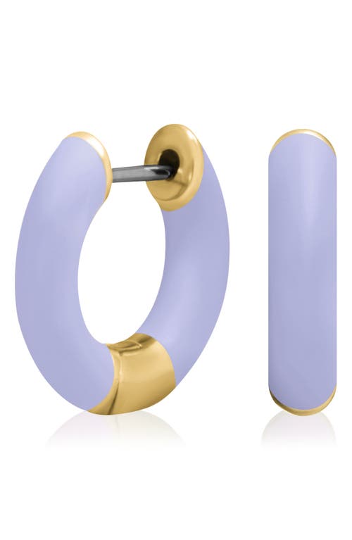 Central Park Tubular Enamel Hoop Earrings In Matte Purple