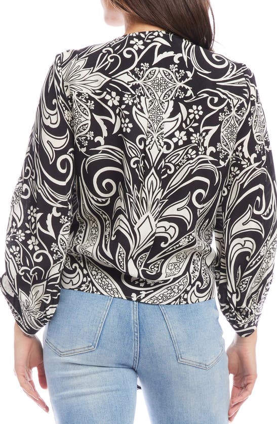 Shop Karen Kane Paisley Print Tie Front Top In Black Print