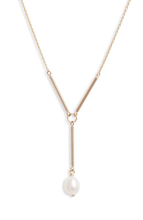 Poppy Finch Cultured Pearl Y-Necklace in 14K Yellow Gold at Nordstrom, Size 18