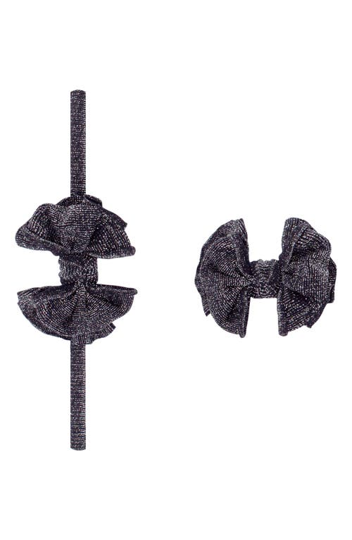 Baby Bling 2-Pack Baby Bow Headbands in Metallic Black at Nordstrom