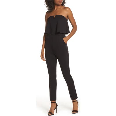 Fraiche By J Strapless Ruffle Jumpsuit, Black
