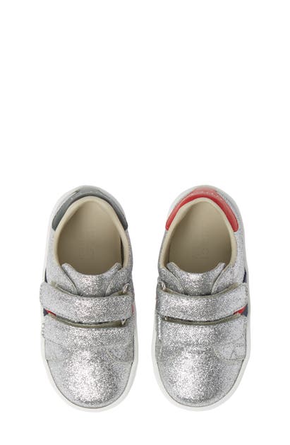 Gucci Kids' New Ace Sneaker In Metallic Silver