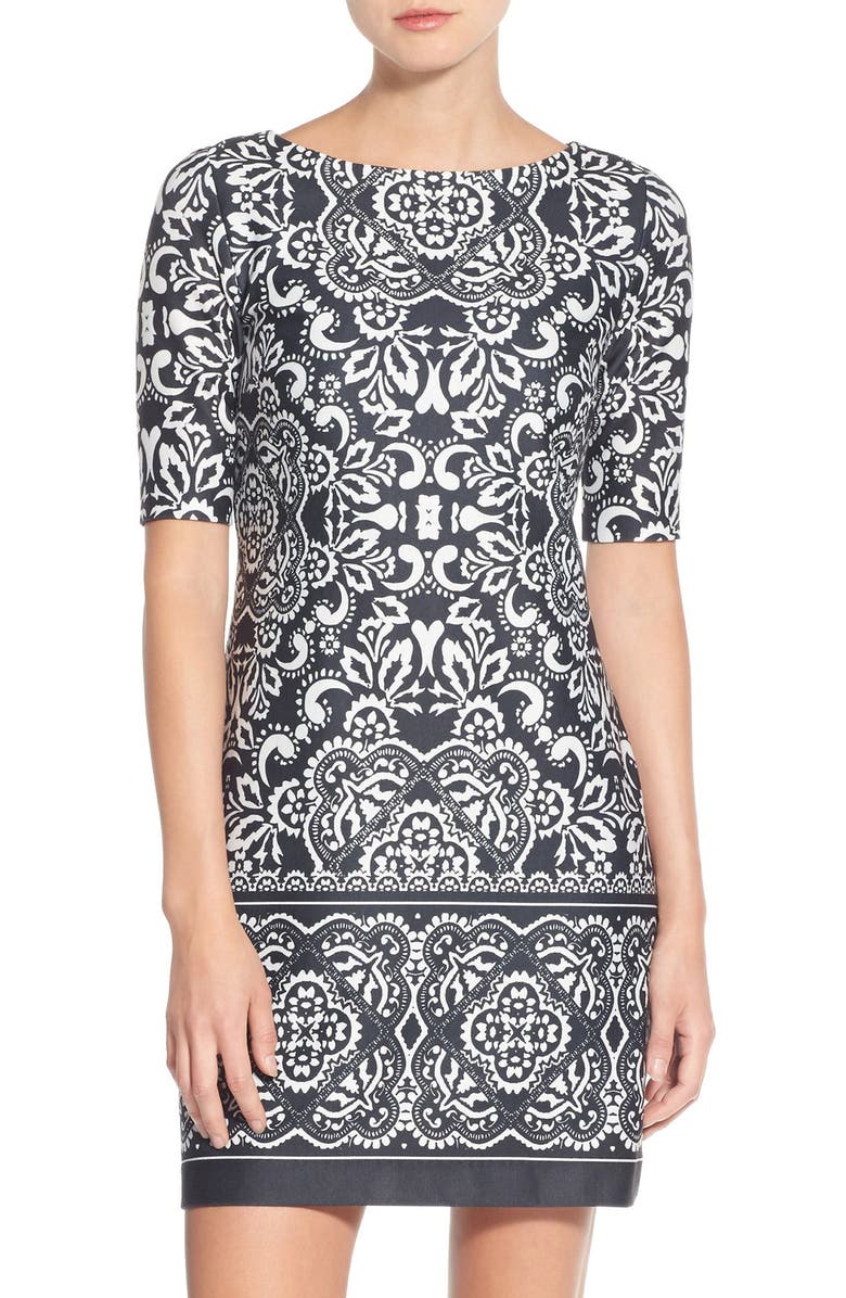 Eliza J Print Ponte Shift Dress (Regular & Petite) | Nordstrom