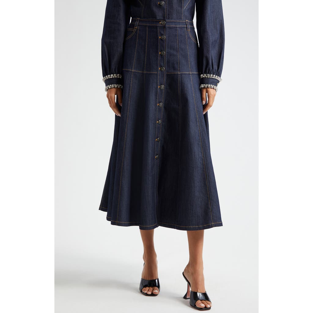 Shop Cinq À Sept Veena A-line Denim Skirt In Indigo