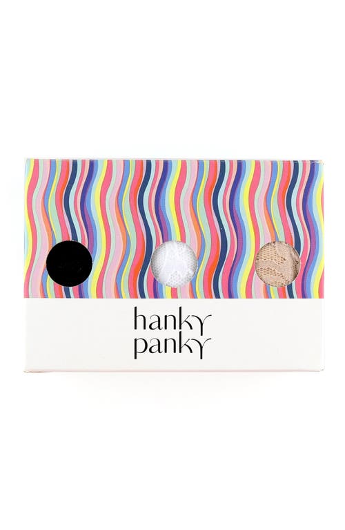 Hanky Panky Signature Set Of Three Low-rise Stretch-lace Thongs In Black/white/chai