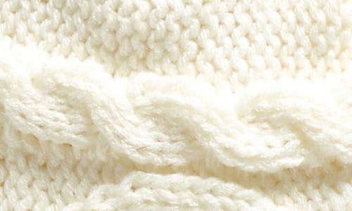 Surell Kids' Fleece Lined Cable Knit Beanie With Faux Fur Pompoms In White/dusty Rose