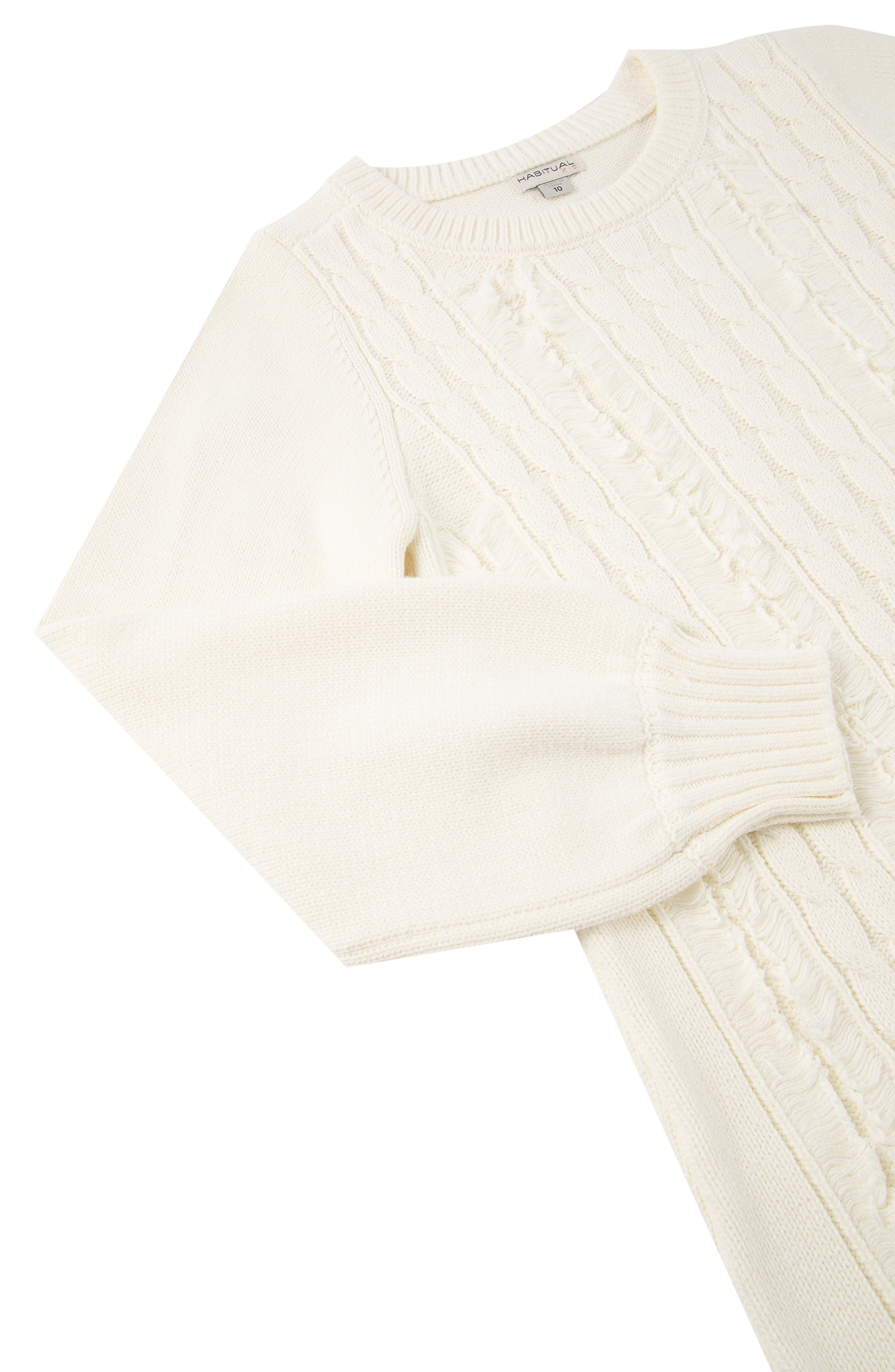 Nordstrom Clothing Dresses Knitted Dresses Kids Cable Knit Long Sleeve Cotton Blend Sweater Dress in Off-White at Nordstrom 