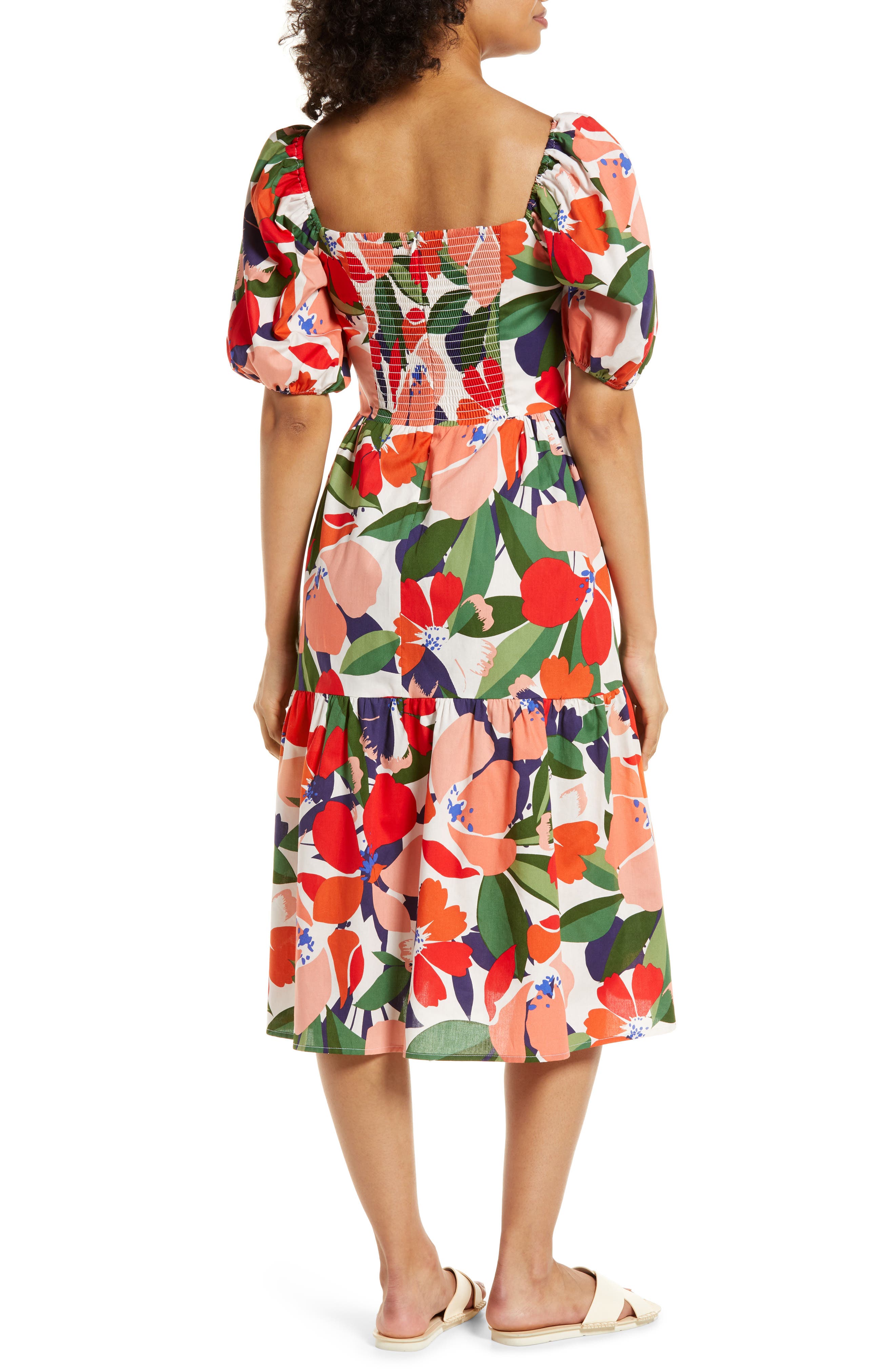 Vince Camuto Floral Stretch Cotton Midi 