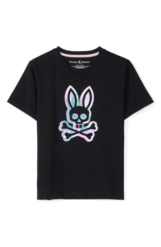 Psycho Bunny Kids' Leonard Cotton Graphic T-shirt In Black
