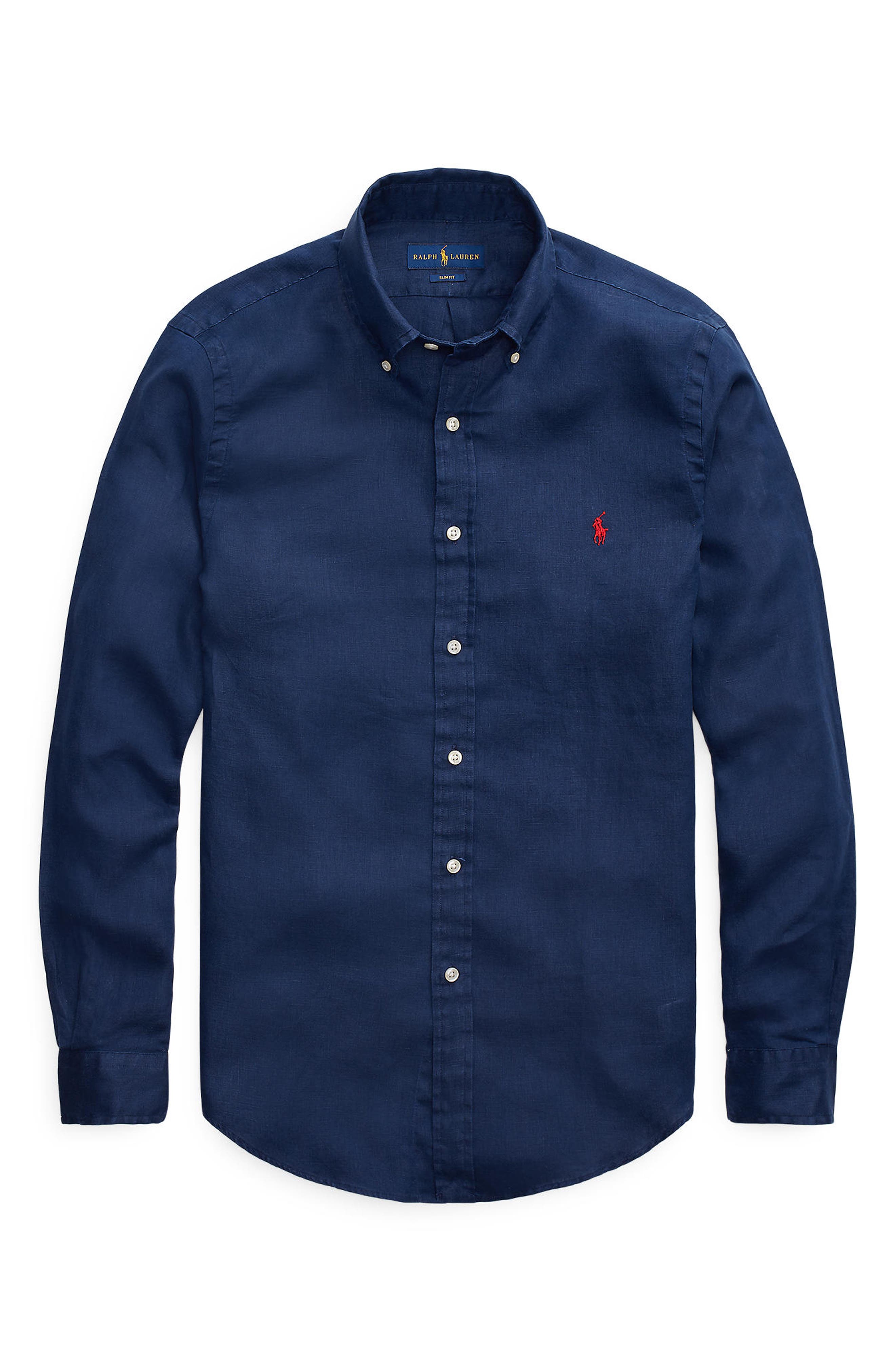 polo ralph lauren slim fit linen shirt