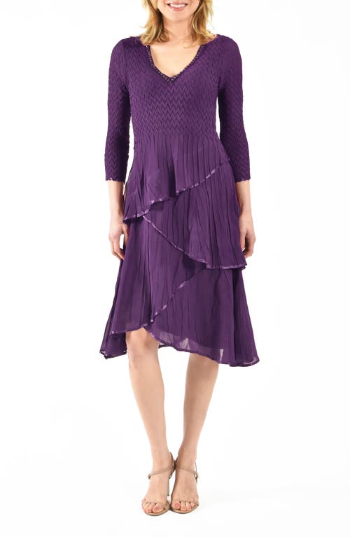 Shop Komarov Tiered Chiffon & Charmeuse Cocktail Dress In Plum