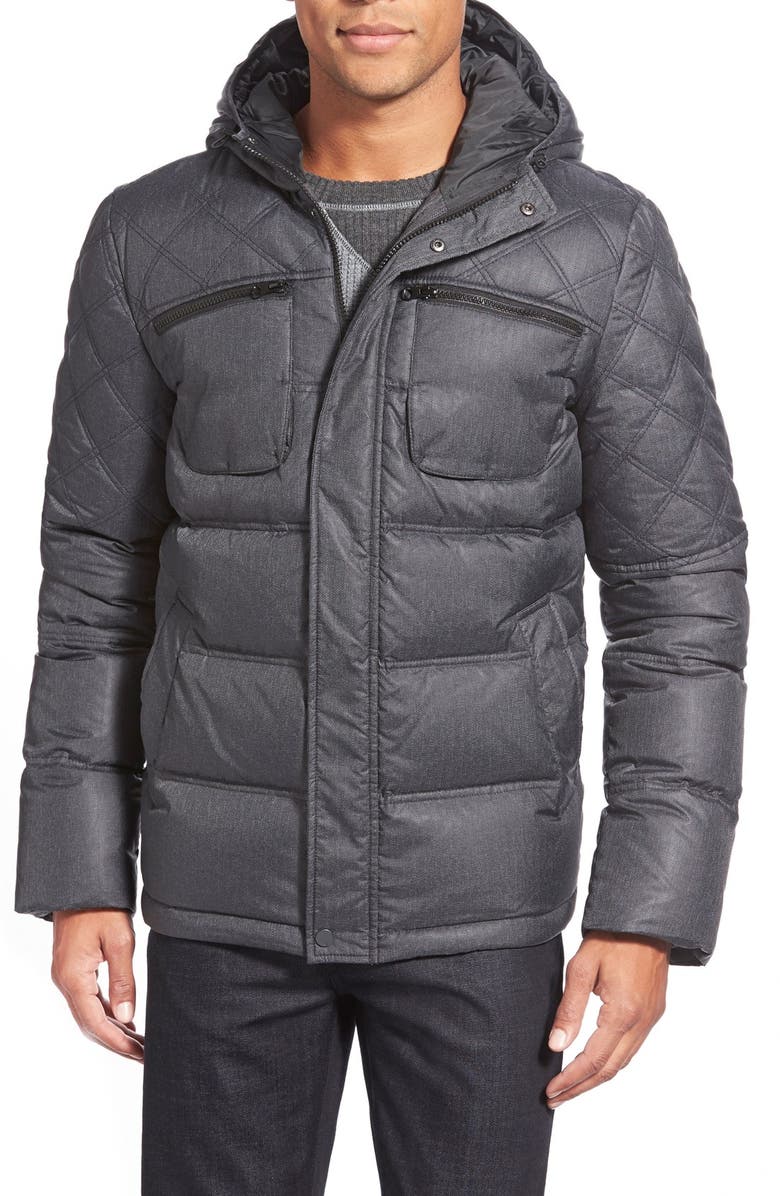 7 For All Mankind® Herringbone Quilted Hooded Down Jacket | Nordstrom